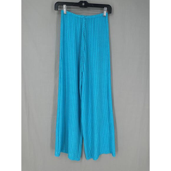 Jordan Taylor Swim Cover Up Pants Womens Small Blue Turquoise Sheer Crochet - Picture 5 of 8